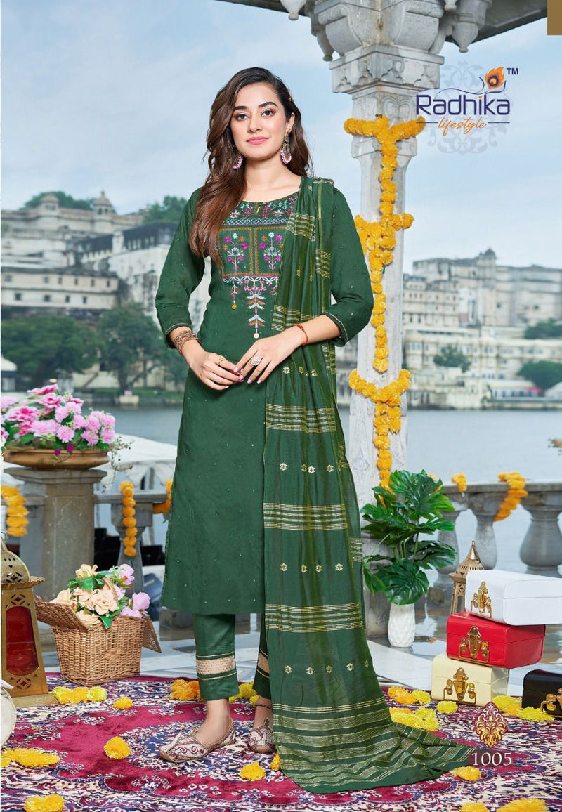 Mayur Sabhyata Fancy Readymade Silk Kurti Pant Dupatta Set Collection