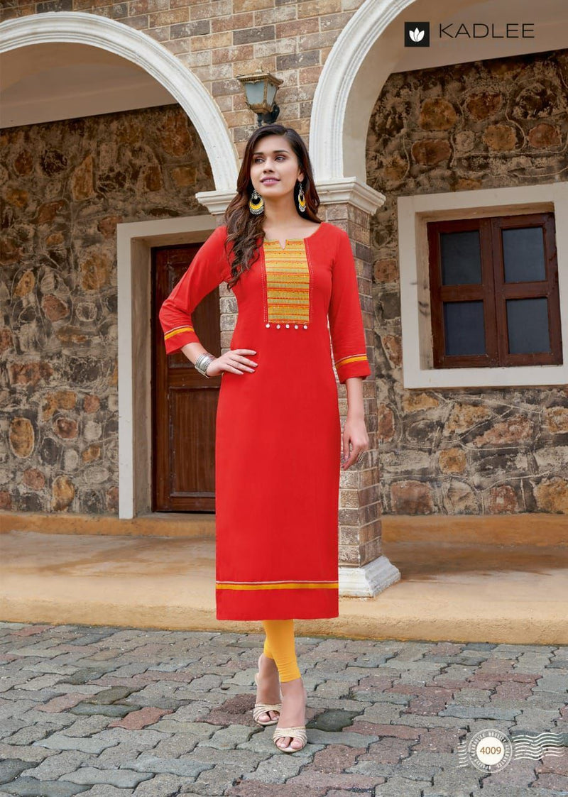 Kadlee Fashion Sachi Vol 2 Rayon Stylish Kurtis With Hand Work & Embroidery