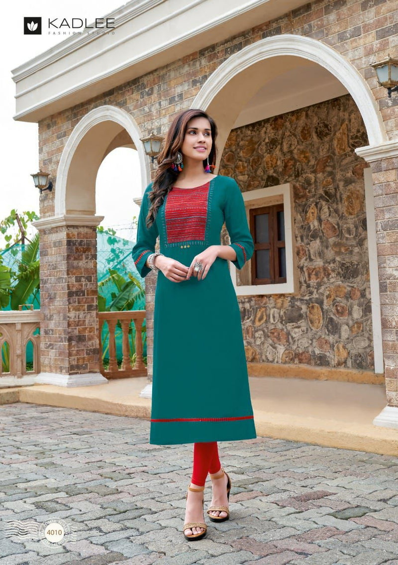 Kadlee Fashion Sachi Vol 2 Rayon Stylish Kurtis With Hand Work & Embroidery