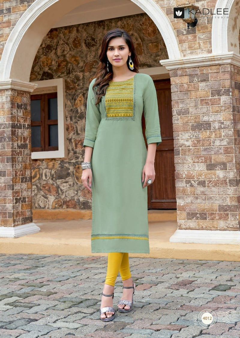 Kadlee Fashion Sachi Vol 2 Rayon Stylish Kurtis With Hand Work & Embroidery