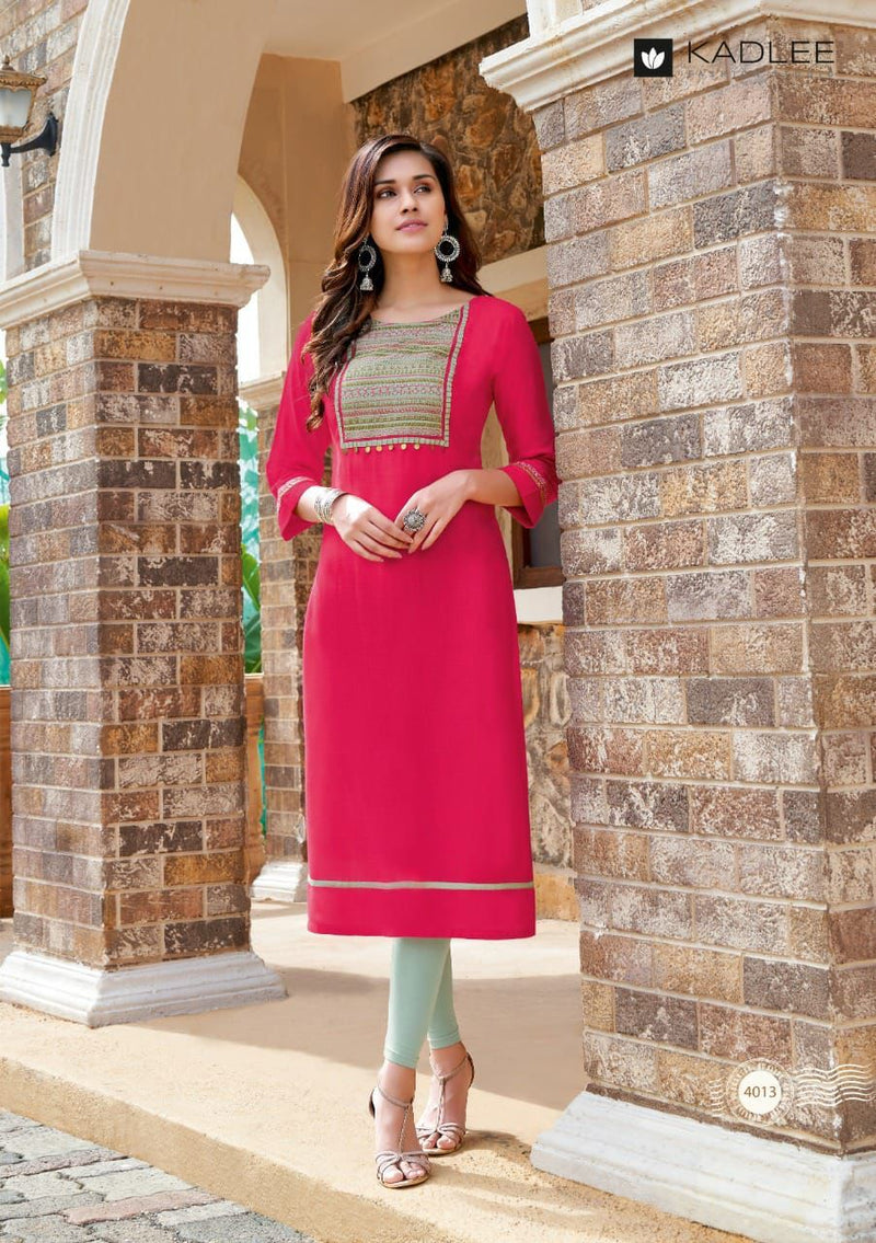 Kadlee Fashion Sachi Vol 2 Rayon Stylish Kurtis With Hand Work & Embroidery