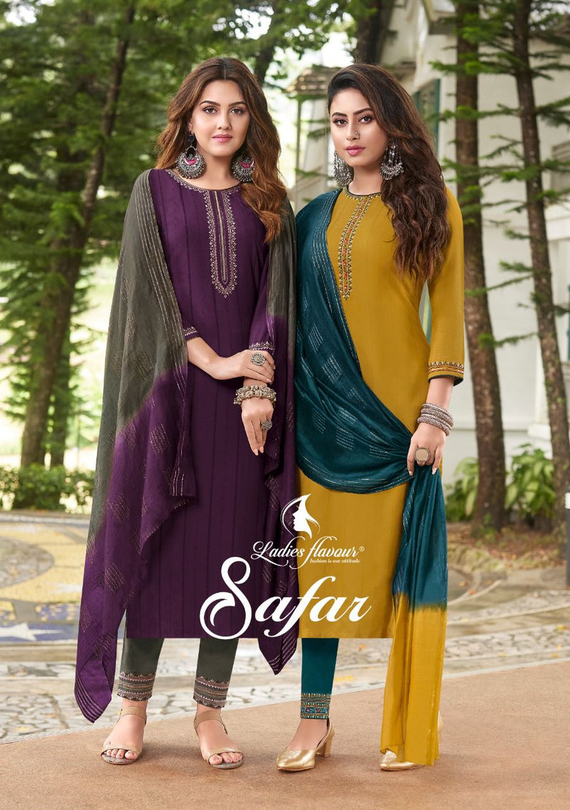 Ladies Flavour Safar Viscose With Fancy Embroidery Work Stylish Designer Casual Wear Attractive Look Kurti