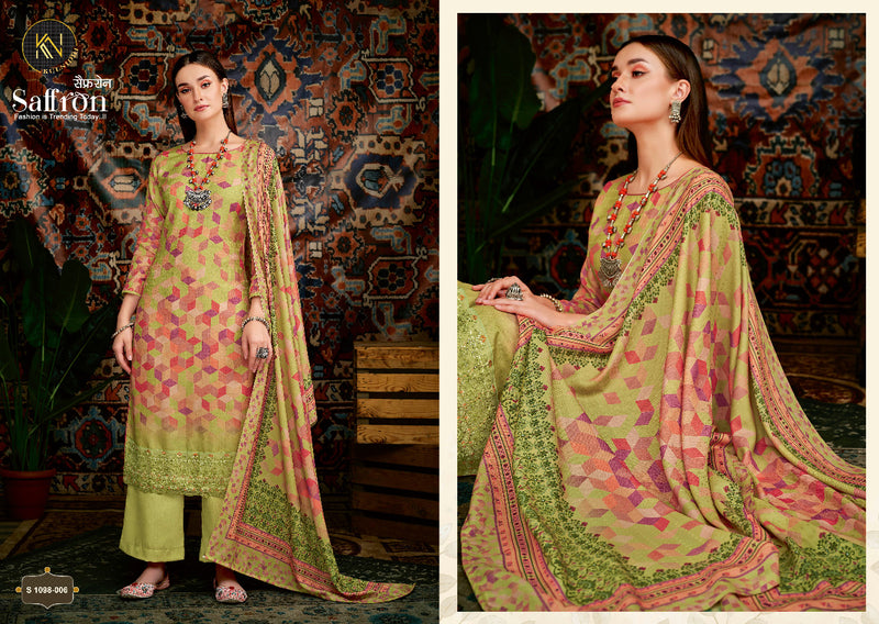 Alok Suit Saffron Pashmina Printed With Heavy Embroidery Work Stylish Designer Casual Salwar Suit