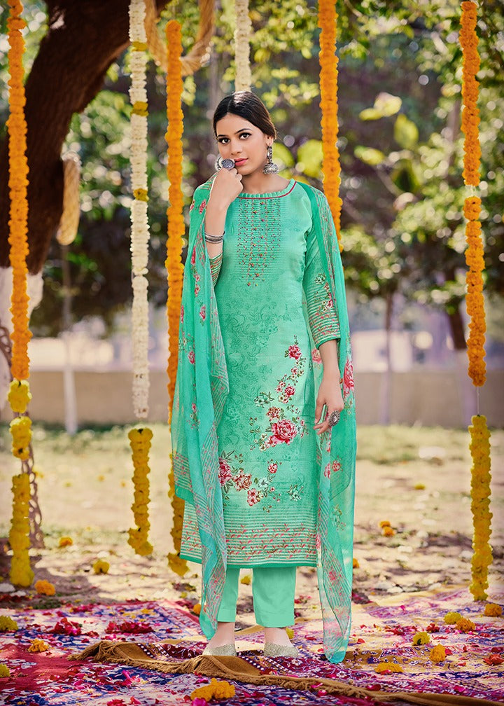 Levisha Saffron Jam Cotton Exclusive Printed Festive Wear Salwar Suits