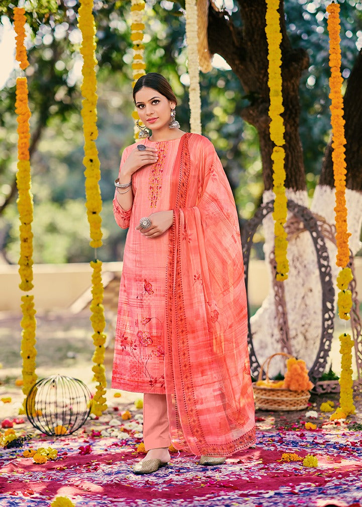 Levisha Saffron Jam Cotton Exclusive Printed Festive Wear Salwar Suits