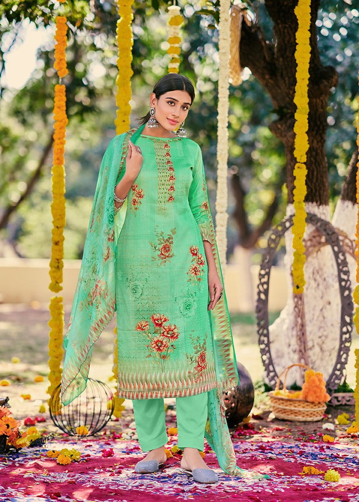 Levisha Saffron Jam Cotton Exclusive Printed Festive Wear Salwar Suits