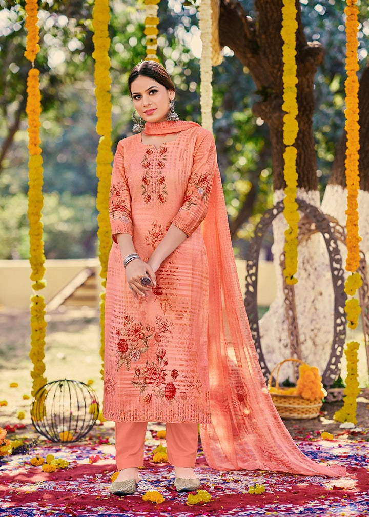 Levisha Saffron Jam Cotton Exclusive Printed Festive Wear Salwar Suits
