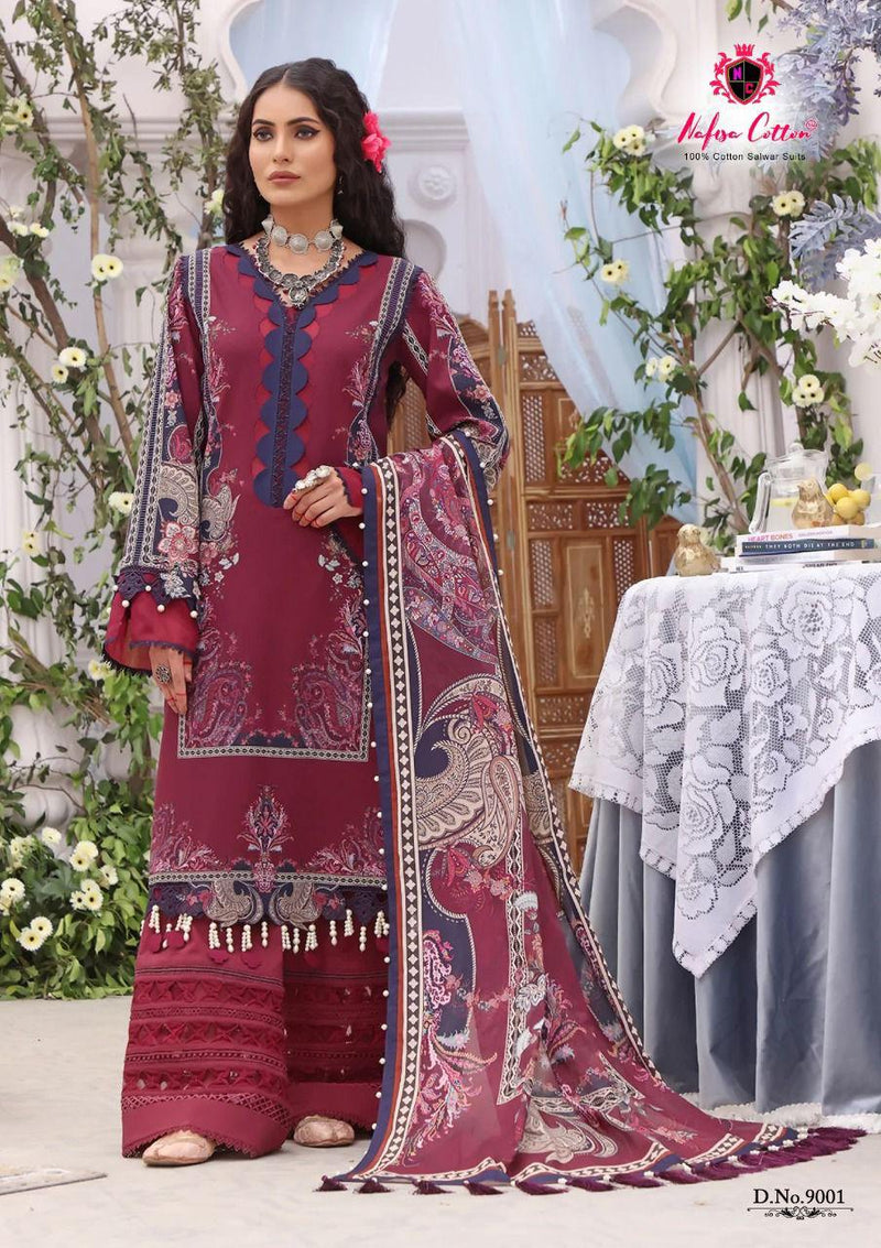 Nafisa Sahil Collection Vol 9 Pure Cotton With Heavy Embroidery Work Stylish Designer Pakistani Salwar Kameez