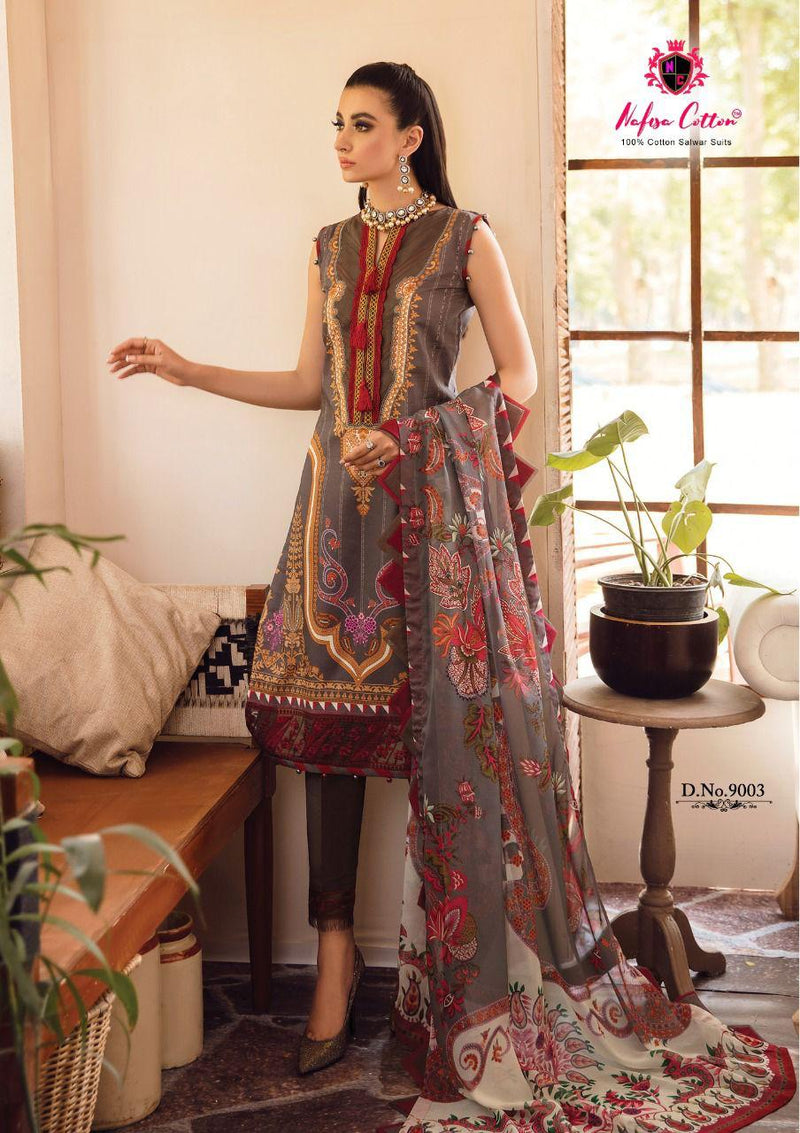 Nafisa Sahil Collection Vol 9 Pure Cotton With Heavy Embroidery Work Stylish Designer Pakistani Salwar Kameez