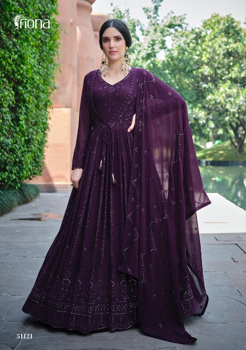 Fiona Saina Georgette With Heavy Embroidery Work Stylish Designer Festive Wear Casual Look Long Gown