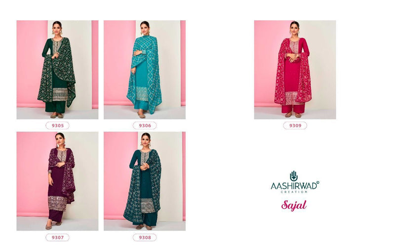Aashirwad Sajal Real Georgette With Heavy Embroidery Work Stylish Designer Festive Wear Salwar suit