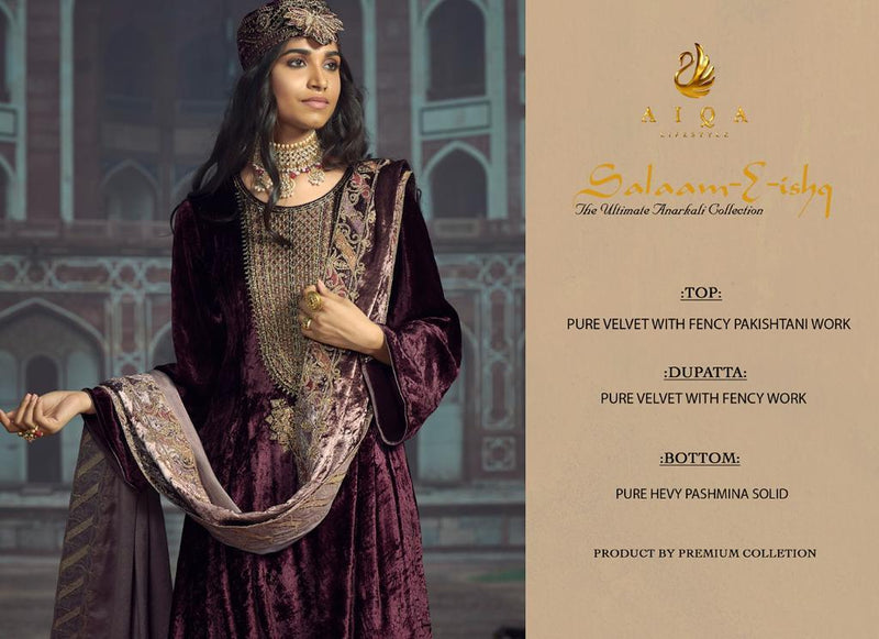 Aiqa Salaam E Ishq Velvet With Heavy Embroidery Work Stylish Designer Pakistani salwar Kameez