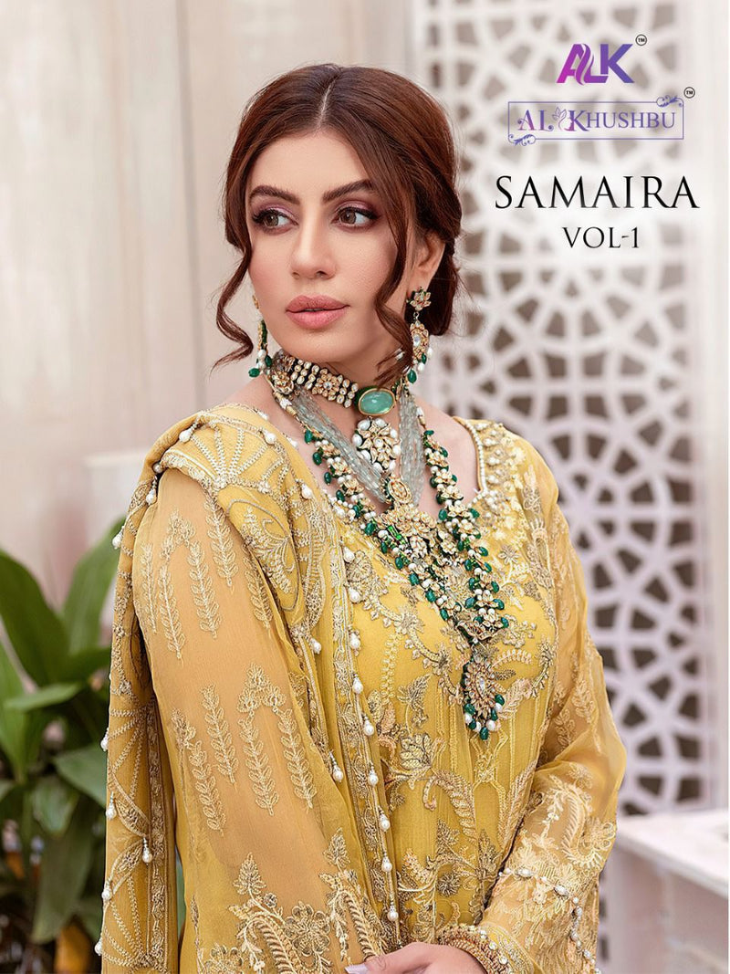 Al Khushbu Samaira Vol 1 Georgette With Heavy Embroidery Pakistani Style Wedding Wear Salwar Suits