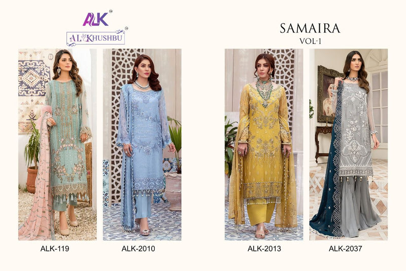 Al Khushbu Samaira Vol 1 Georgette With Heavy Embroidery Pakistani Style Wedding Wear Salwar Suits