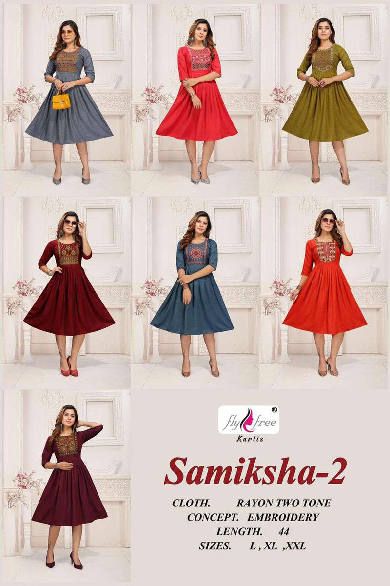 Fly Free Samiksha Vol 2 Rayon With Embroidery Work Casual Wear Kurti