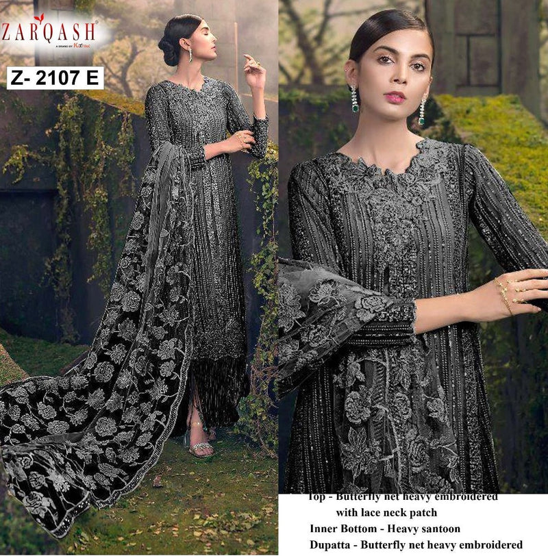 Zarqash Sana Safinaz Butterfly Net Heavy Embroidered Pakistani Style Wedding Wear Salwar Suits