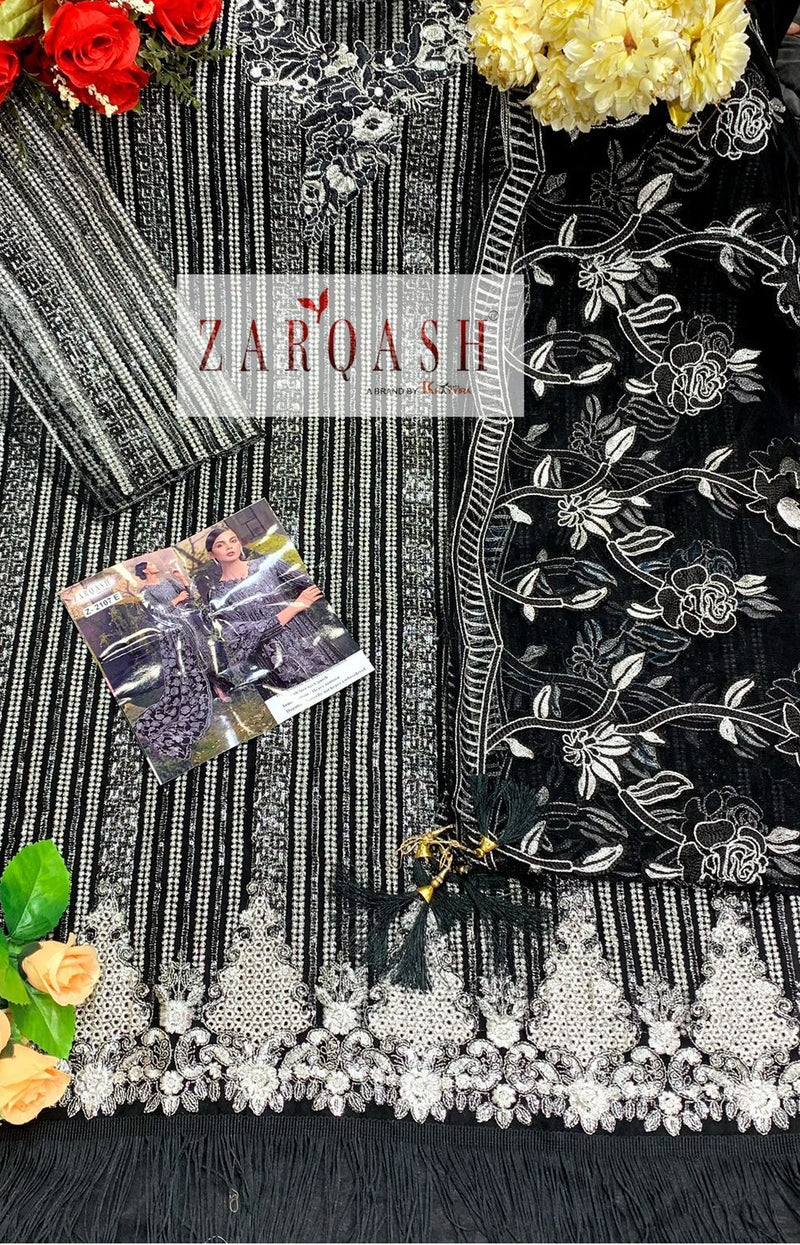 Zarqash Sana Safinaz Butterfly Net Heavy Embroidered Pakistani Style Wedding Wear Salwar Suits