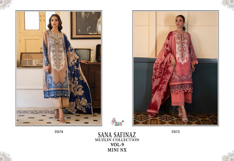 Shree Fabs Sana Safinaz Vol 9 Pure Cotton With heavy Embroidery Work Stylish Designer Pakistani Salwar Kameez