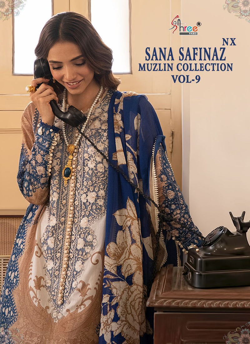 Shree Fabs Sana Safinaz Muzlin Collection Vol 9 Cotton With Heavy Embroidery Work Stylish Designer Salwar Kameez