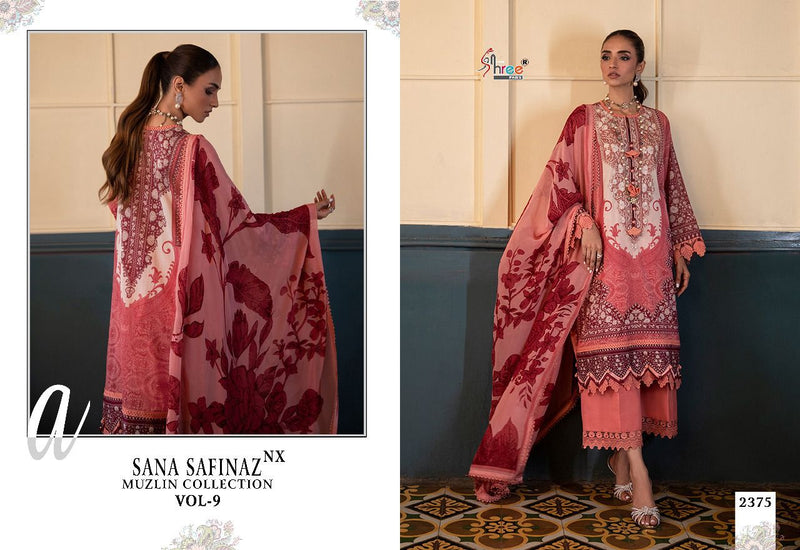 Shree Fabs Sana Safinaz Muzlin Collection Vol 9 Cotton With Heavy Embroidery Work Stylish Designer Salwar Kameez