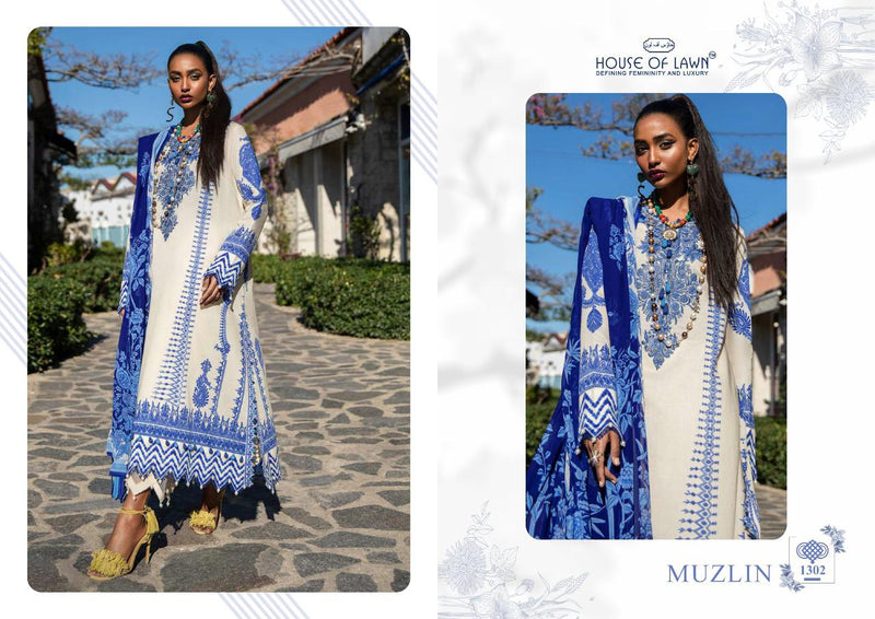 House Of Lawn Sana Safinaz Muslin Embroidery Collection Lawn Cotton Pakistani Style Festive Wear Salwar Suits