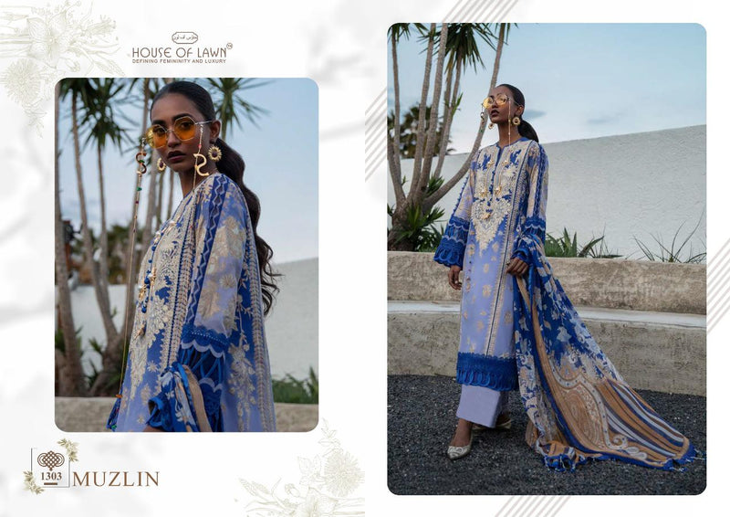 House Of Lawn Sana Safinaz Muslin Embroidery Collection Lawn Cotton Pakistani Style Festive Wear Salwar Suits