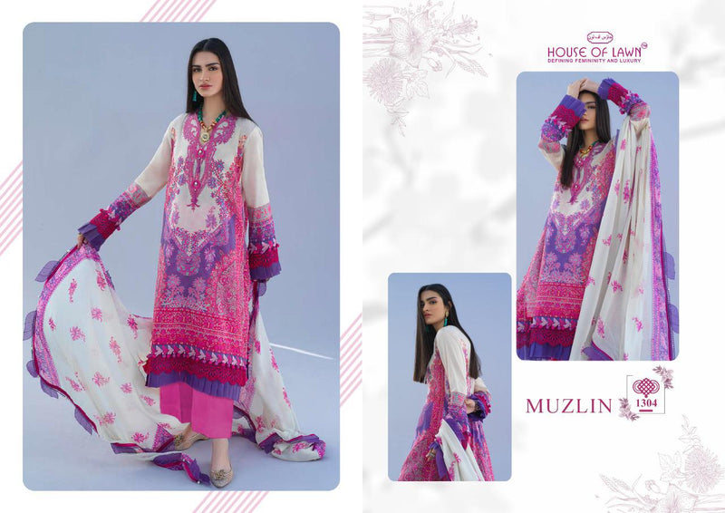 House Of Lawn Sana Safinaz Muslin Embroidery Collection Lawn Cotton Pakistani Style Festive Wear Salwar Suits