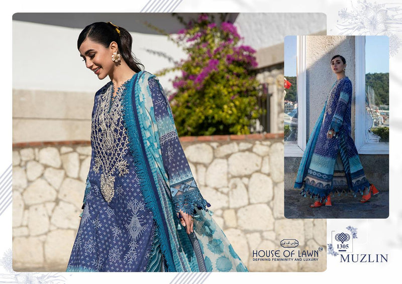 House Of Lawn Sana Safinaz Muslin Embroidery Collection Lawn Cotton Pakistani Style Festive Wear Salwar Suits