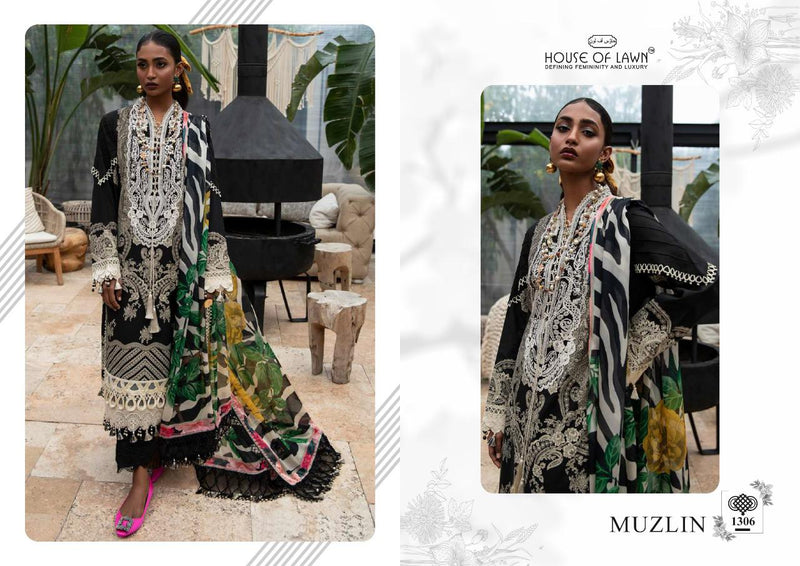 House Of Lawn Sana Safinaz Muslin Embroidery Collection Lawn Cotton Pakistani Style Festive Wear Salwar Suits