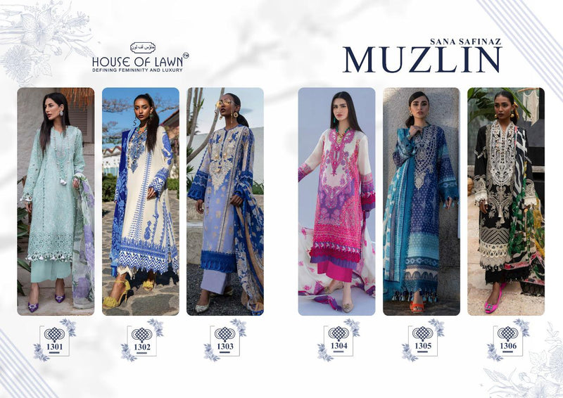 House Of Lawn Sana Safinaz Muslin Embroidery Collection Lawn Cotton Pakistani Style Festive Wear Salwar Suits