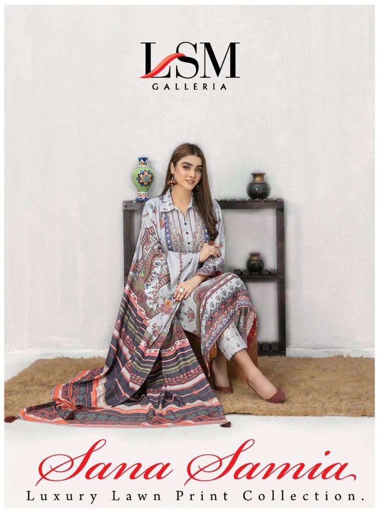 LSM Galleria Sana Samia Luxury Lawn Print Collection Pure Heavy Lawn Printed Designer Salwar Kameez