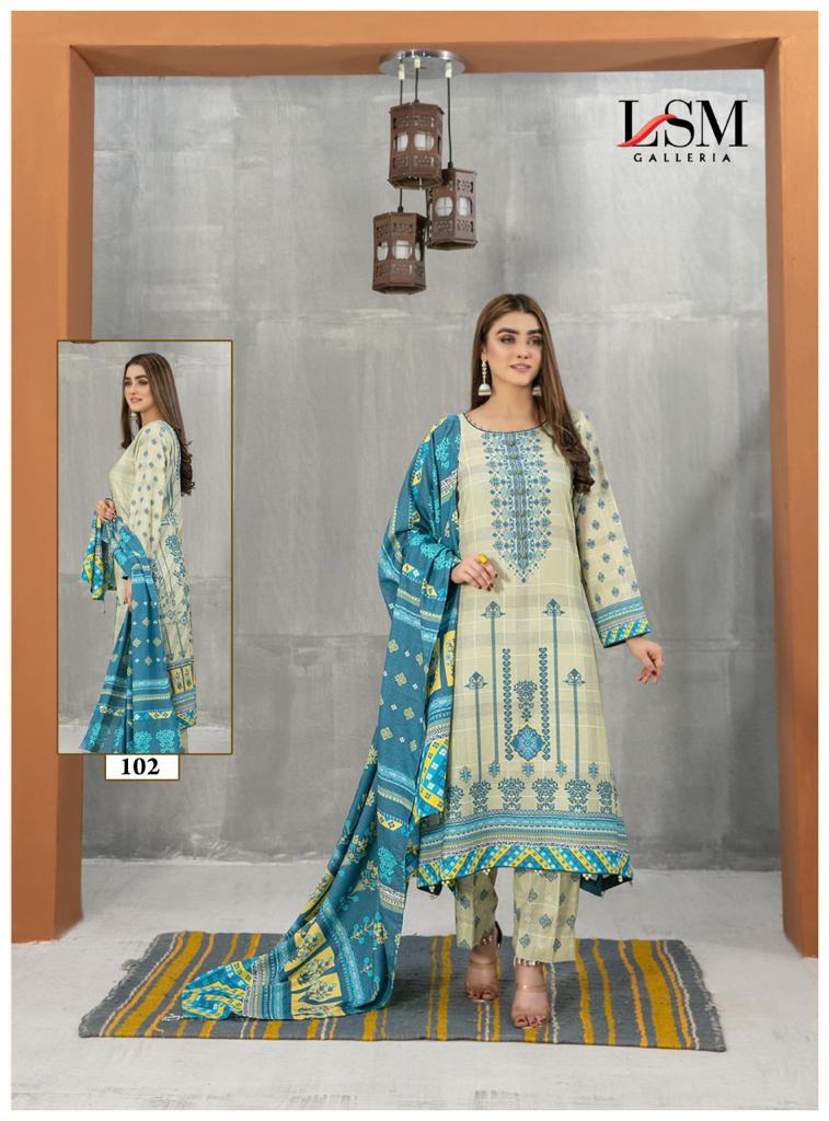 LSM Galleria Sana Samia Luxury Lawn Print Collection Casual Salwar Suit