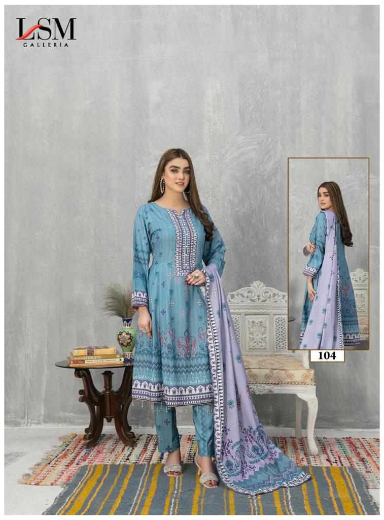 LSM Galleria Sana Samia Luxury Lawn Print Collection Pure Heavy Lawn Printed Designer Salwar Kameez