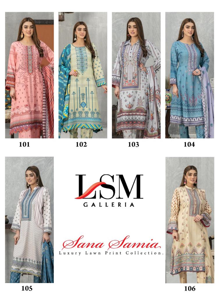 LSM Galleria Sana Samia Luxury Lawn Print Collection Pure Heavy Lawn Printed Designer Salwar Kameez