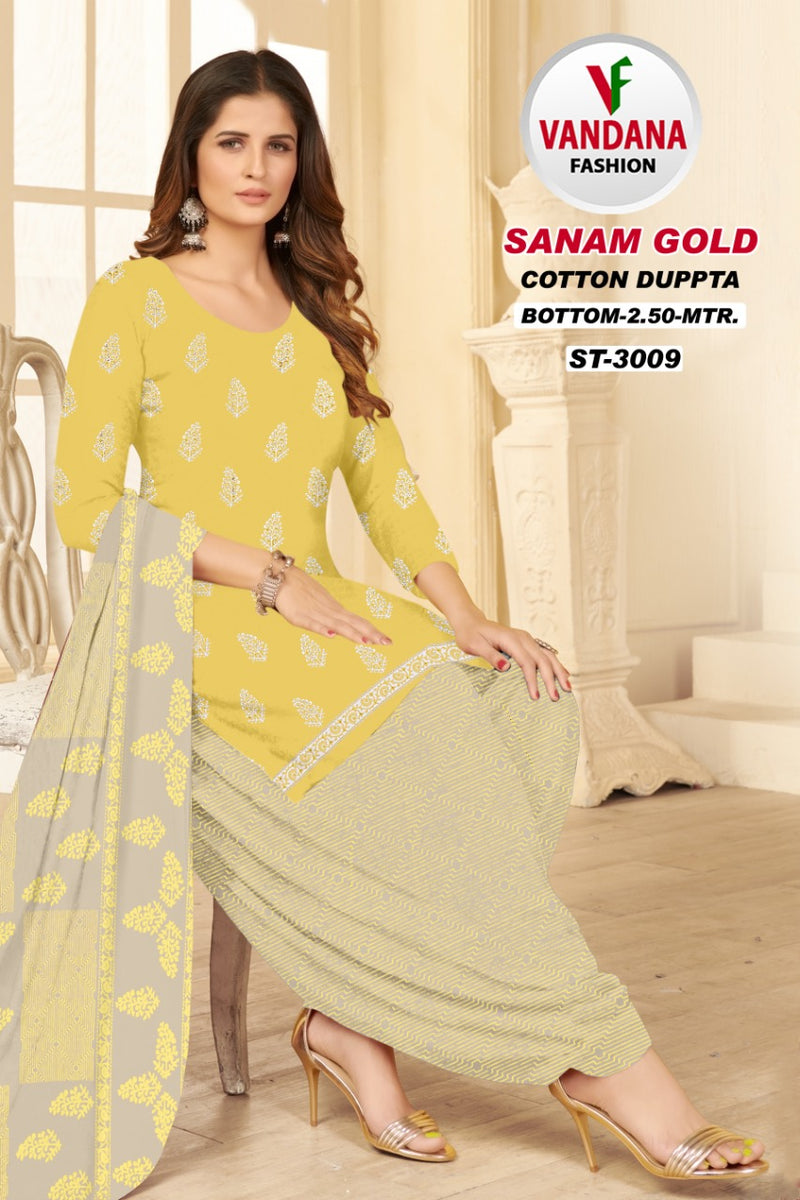 Vandana Fashion Sanam Gold Vol 3 Pure Cotton With Printed Work Stylish Designer Casual Wear Salwar Suit