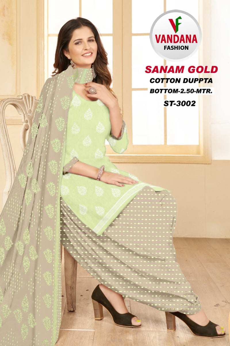 Vandana Fashion Sanam Gold Vol 3 Pure Cotton With Printed Work Stylish Designer Casual Wear Salwar Suit