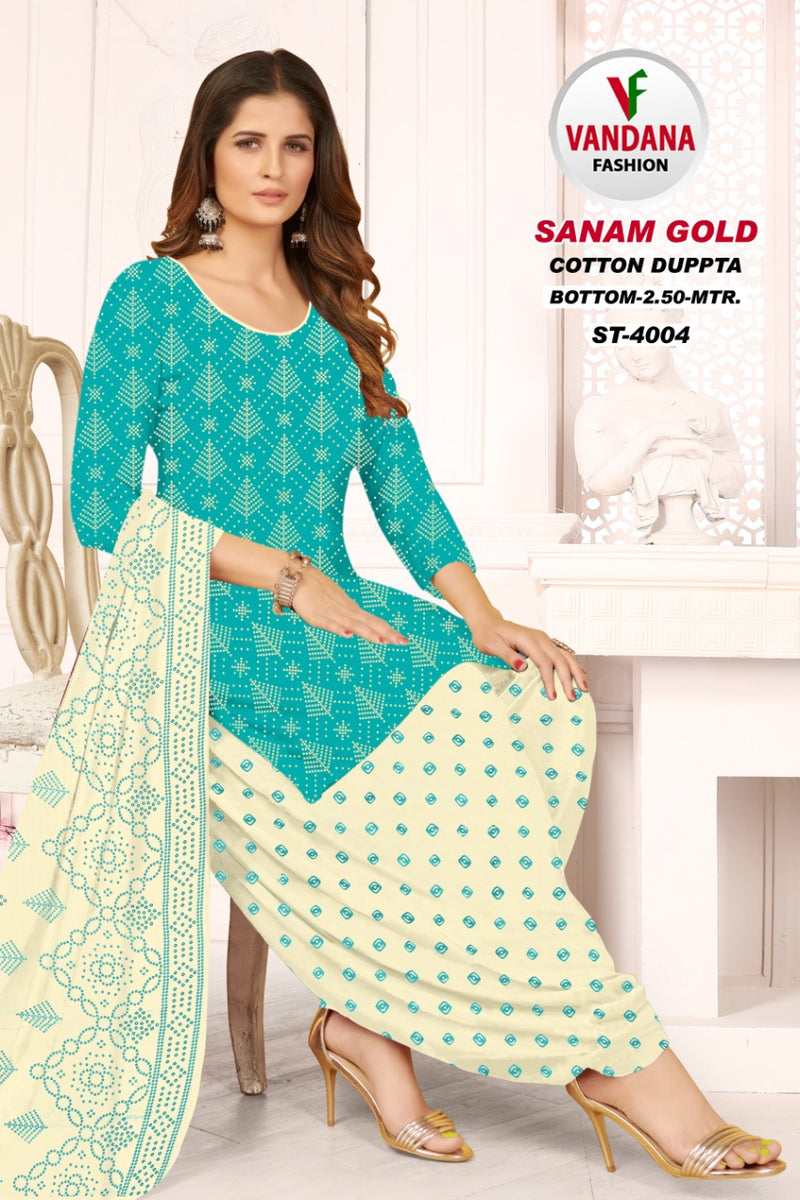 Vandana Fashion Sanam Gold Vol 4 Pure Cotton With Printed Work Stylish Designer Casual Wear Salwar Suit