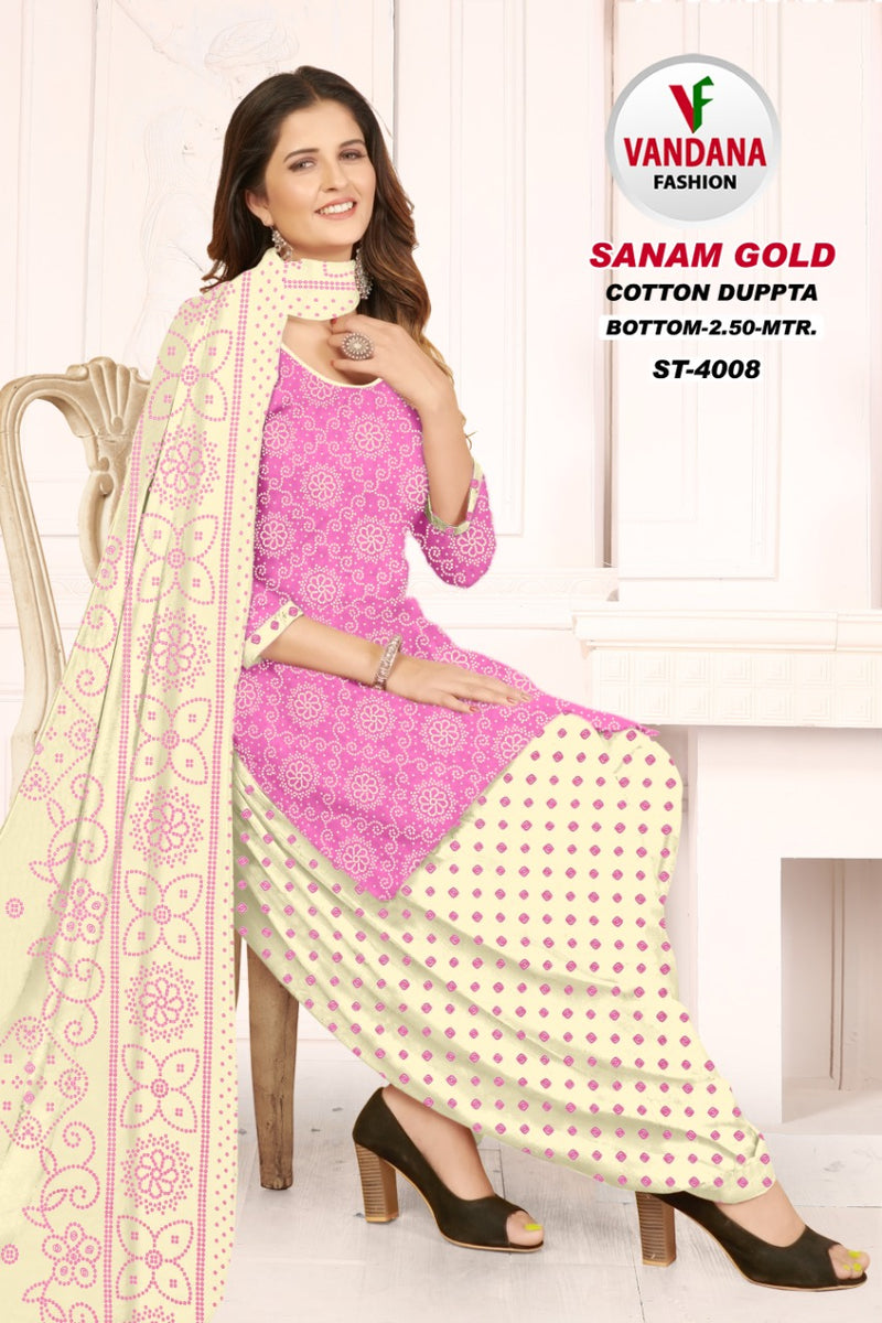 Vandana Fashion Sanam Gold Vol 4 Pure Cotton With Printed Work Stylish Designer Casual Wear Salwar Suit