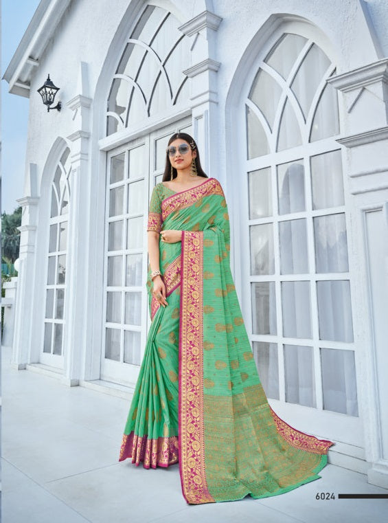 Sangam Print Pranavi Cotton Handloom Beautiful Party Wear Sarees