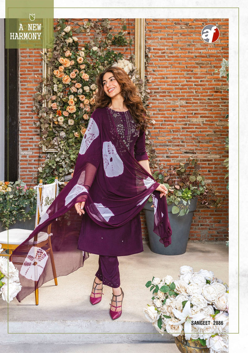 Anju Fabrics Sangeet Vol 3 Viscose Modal Fancy Hand Work Designer Partywear Kurti