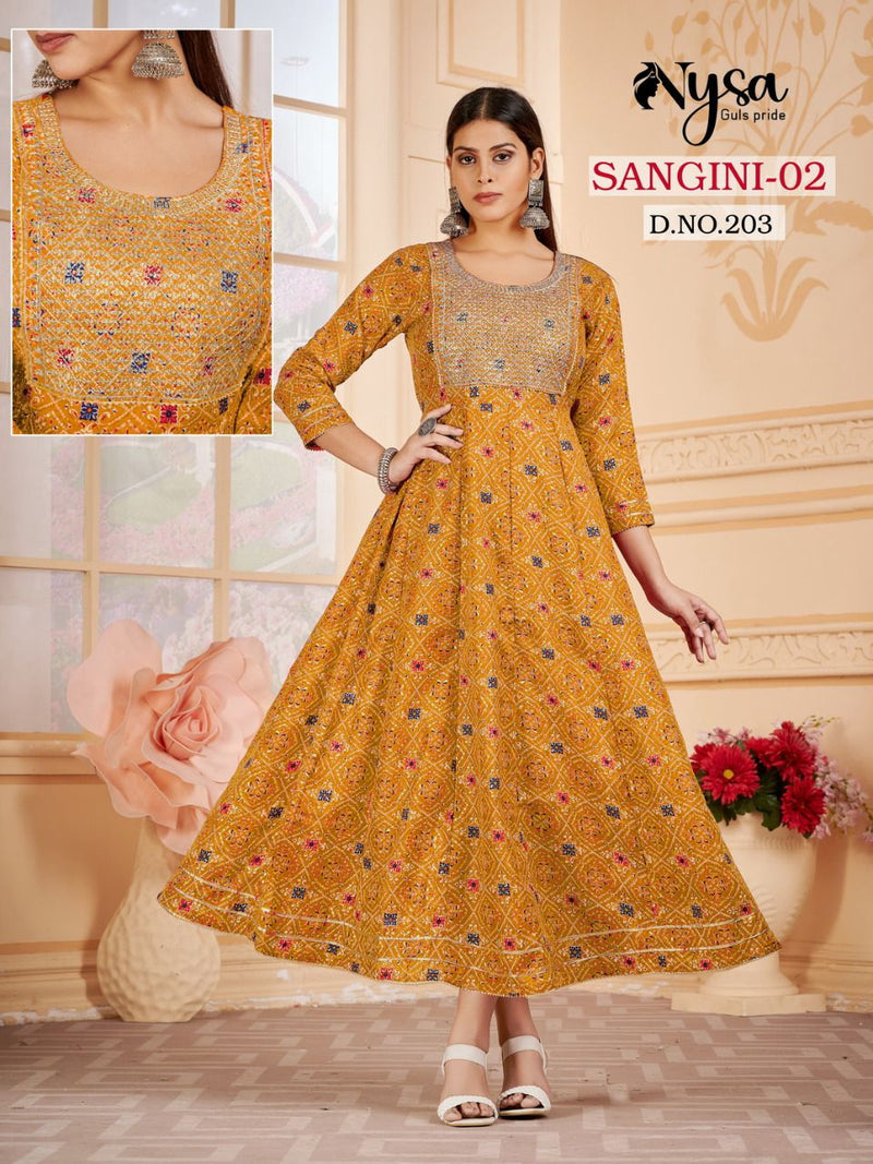 Nysa Sangini Vol 2 Fancy With Foil Printed Work Stylish Designer Casual Wear Fancy Kurti