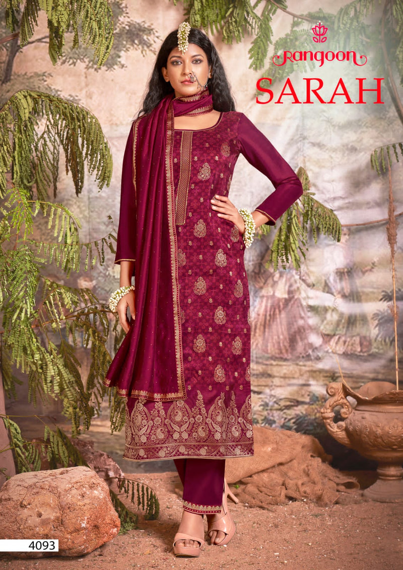 Rangoon Sarah Dola Jacquard With Heavy Digital Print Embroidery Work Stylish Designer Attractive Look Kurti