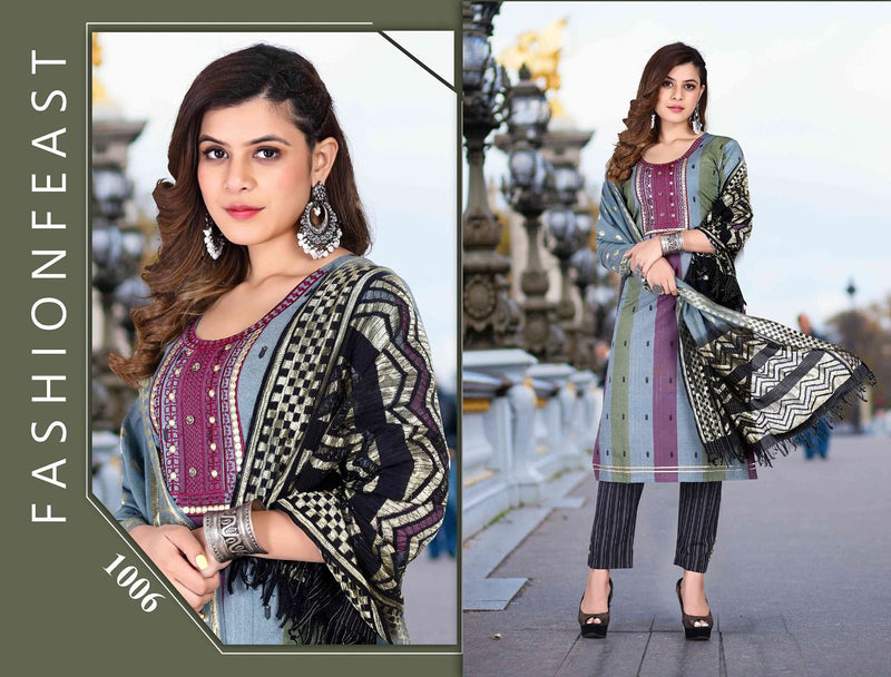 Riyaa Designer Savriiyaa Vol 1 Cotton Fancy Party Wear Kurtis With Bottom & Dupatta