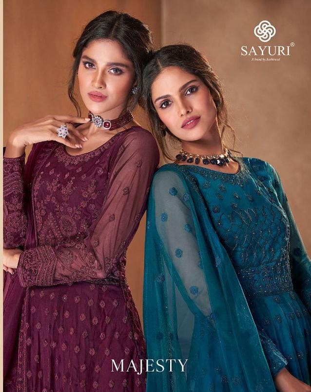 Sayuri Designer Majesty Butterfly Net Full Embroidery Work Fancy Designer Partywear Salwar Kameez