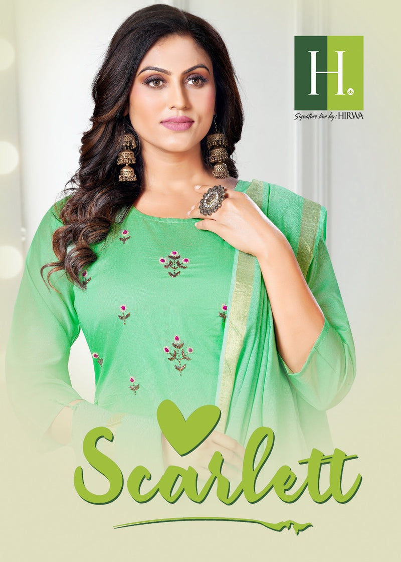 Hirwa Scarlett Silk With Handwork Party Wear Kurtis With Bottom & Dupatta