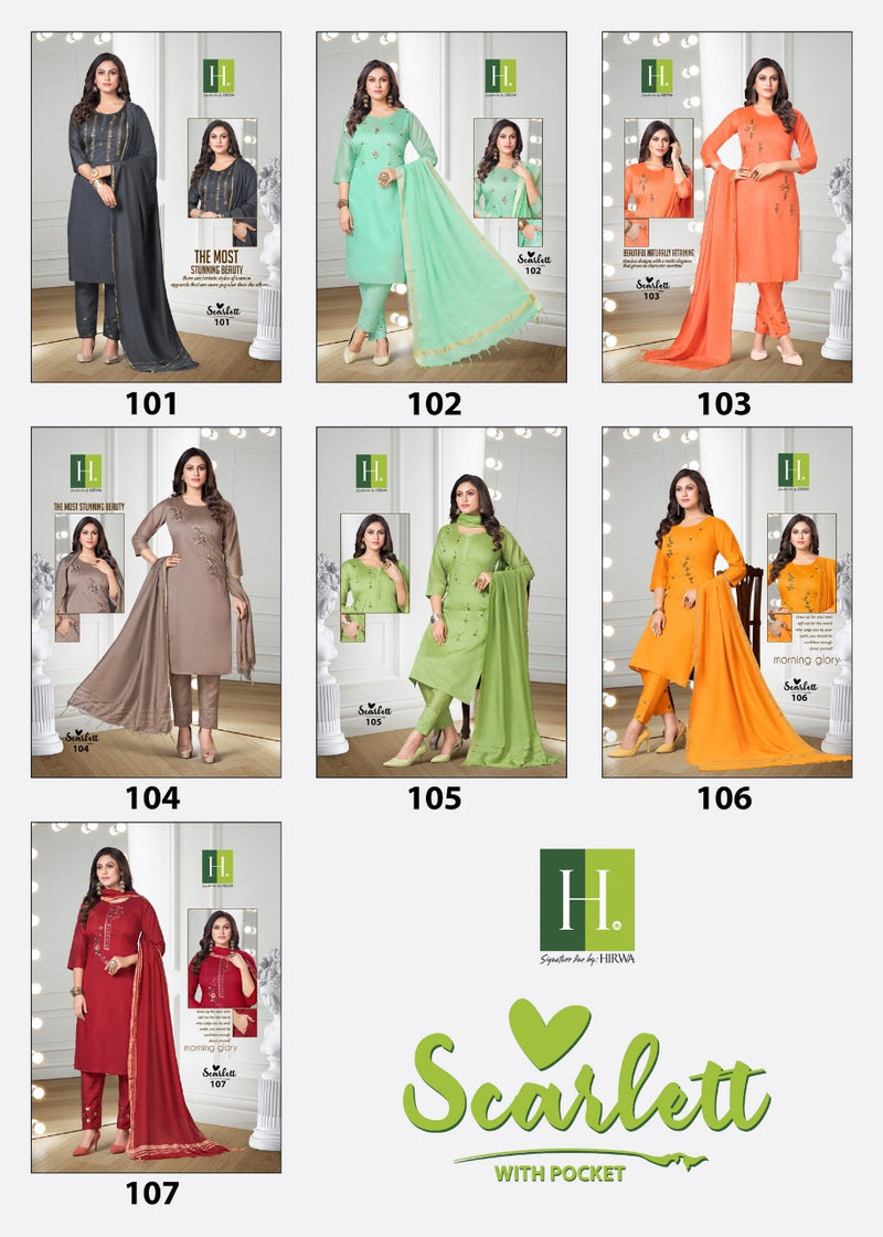 Hirwa Scarlett Silk With Handwork Party Wear Kurtis With Bottom & Dupatta