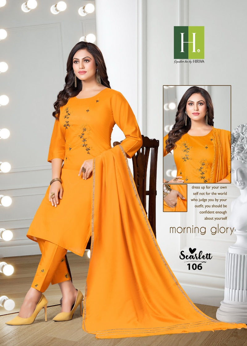 Hirwa Scarlett Silk With Handwork Party Wear Kurtis With Bottom & Dupatta