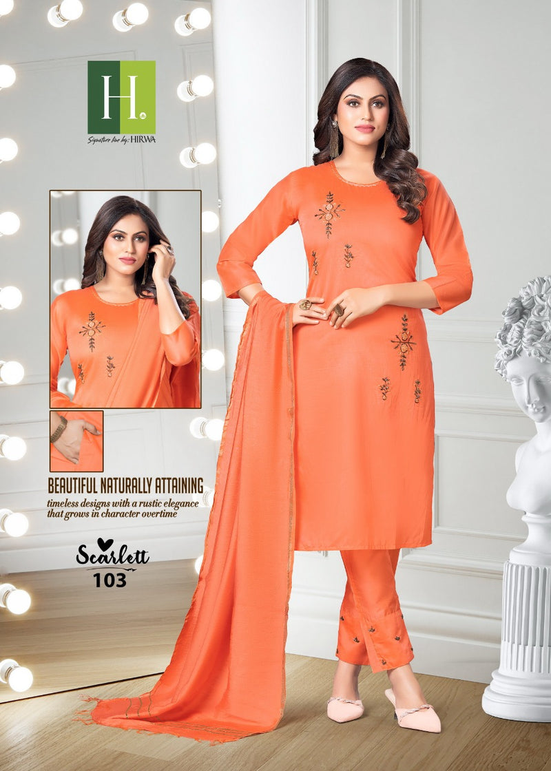 Hirwa Scarlett Silk With Handwork Party Wear Kurtis With Bottom & Dupatta