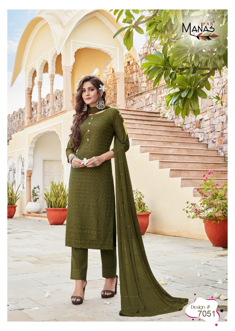 Manas Fab Schiffli Vol 9 Georgette With Heavy Embroidery Work Stylish Designer Festive Wear Kurti