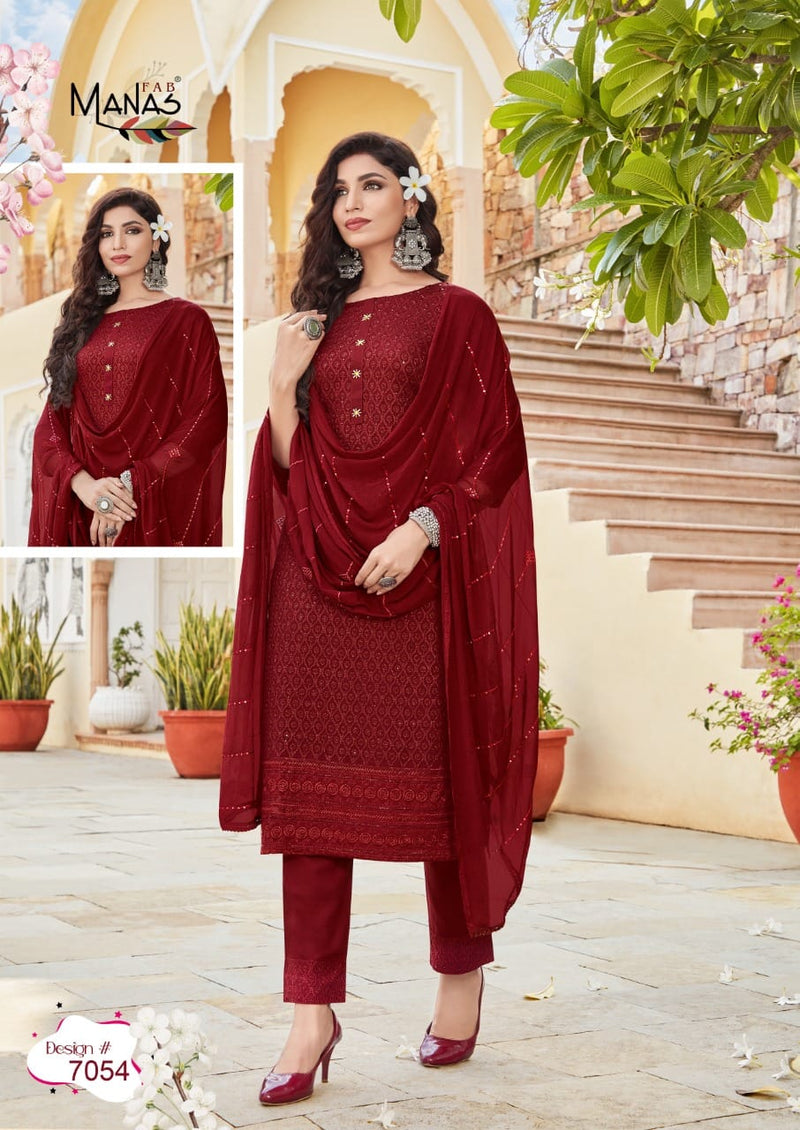 Manas Fab Schiffli Vol 9 Georgette With Heavy Embroidery Work Stylish Designer Festive Wear Kurti